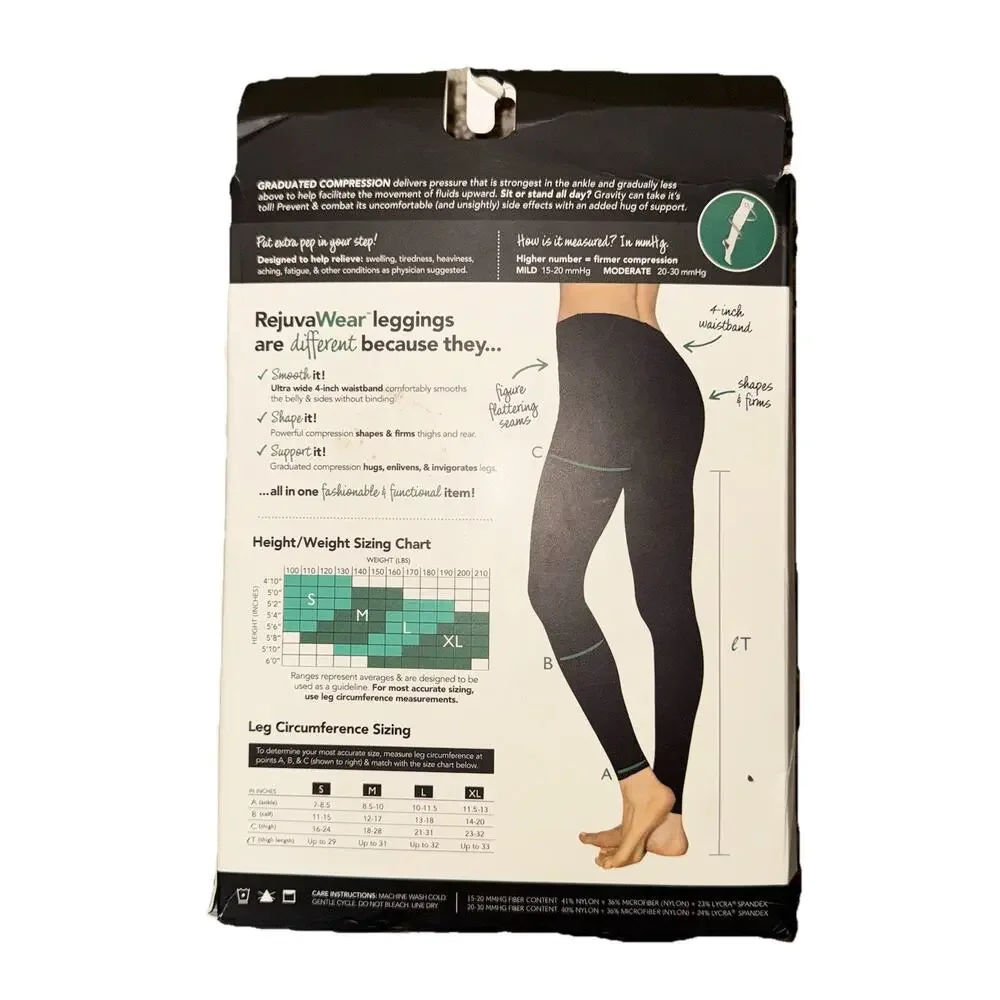 RejuvaWear Footless Compression Support Leggings Sz Medium 15-20mmHg Indigo Blue